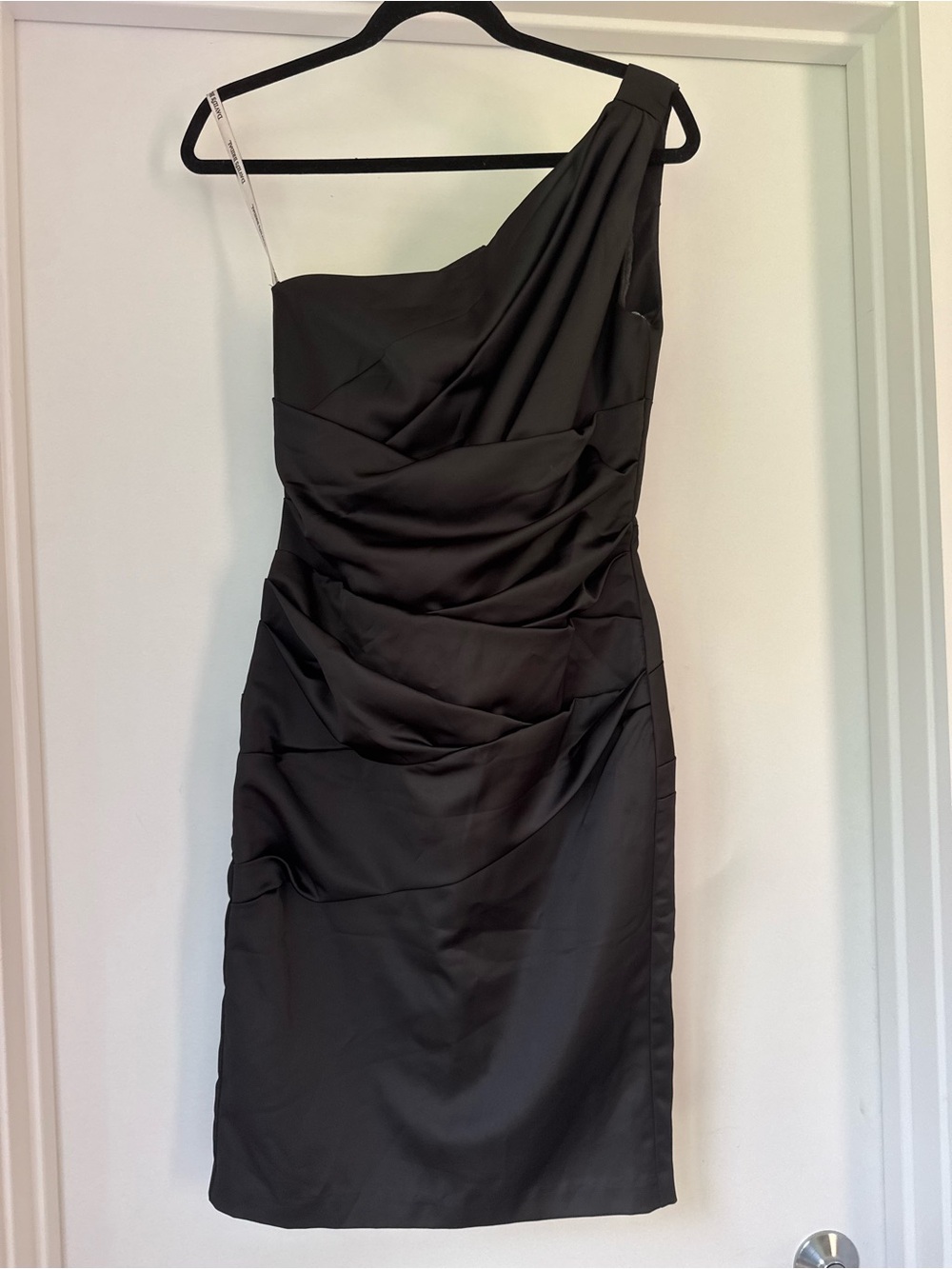 David's Bridal One-Shoulder Black Asymmetrical Cocktail Dress